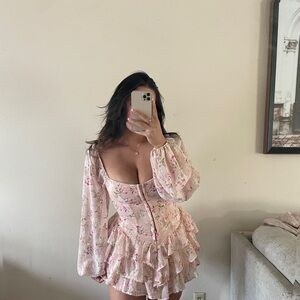 Floral Ruffle Dress with Long Sleeves